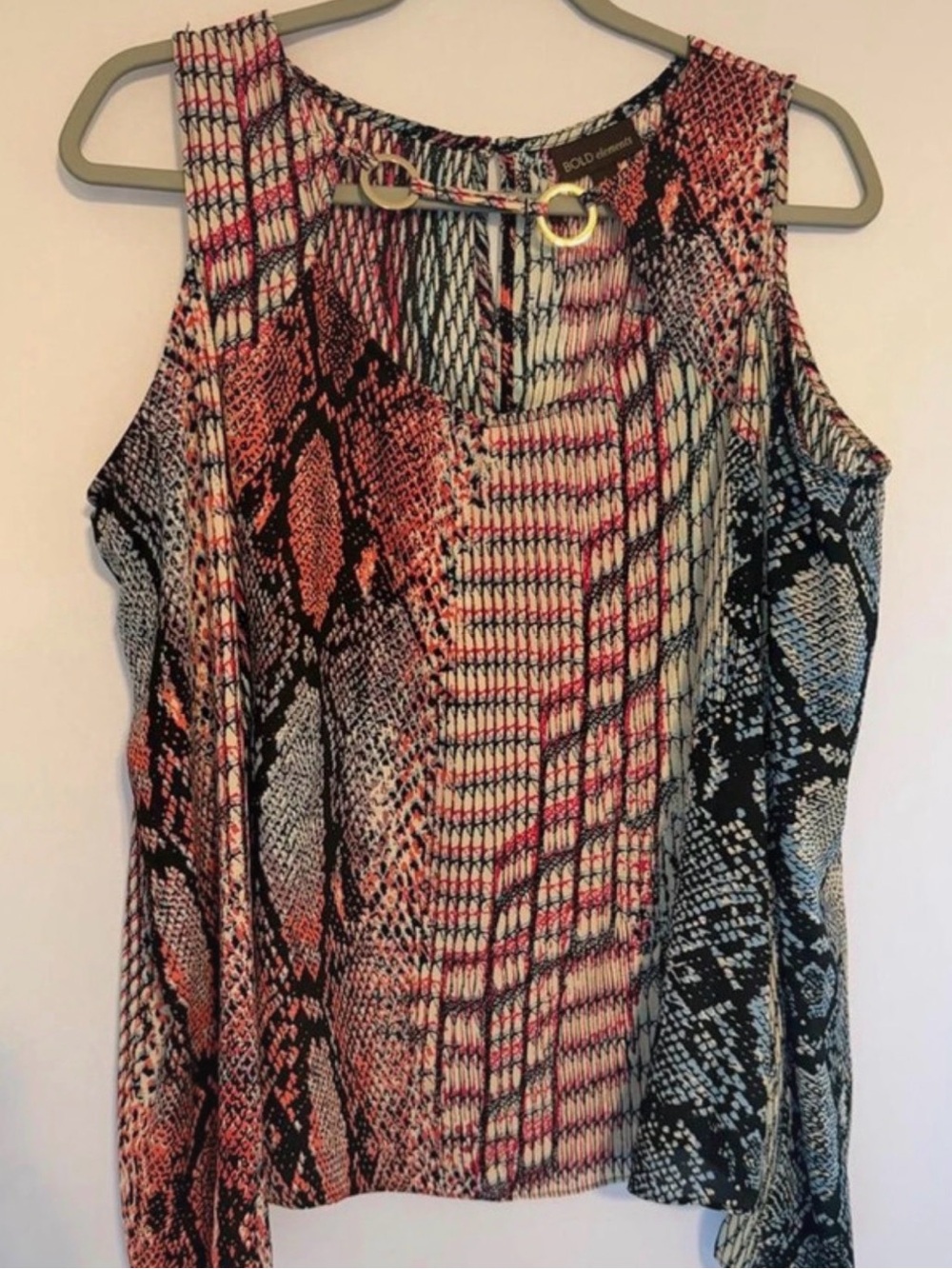 BOLD elements Multicolor Snake-Print Sleeveless Tank with Gold Accent